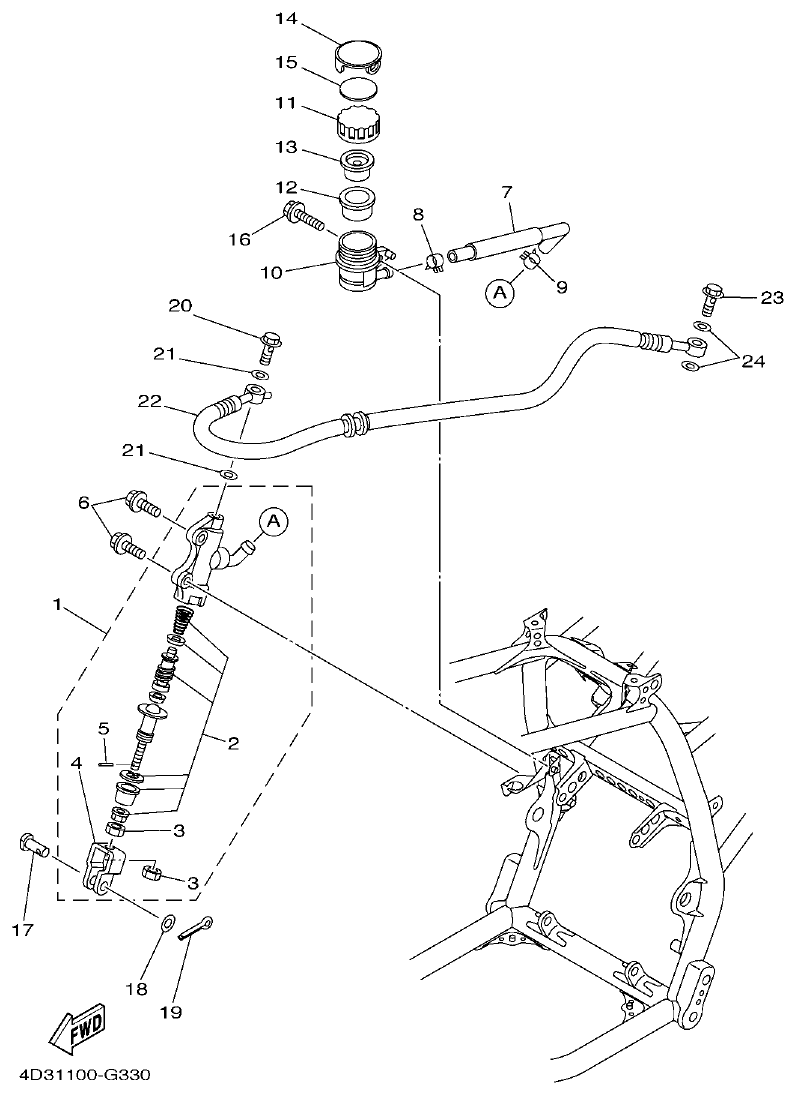 Yamaha 250RAP REAR MASTER CYLINDER parts diagram